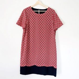 The Limited Red and Navy Short Sleeve Print Dress